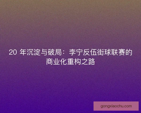20 年沉淀与破局：李宁反伍街球联赛的商业化重构之路