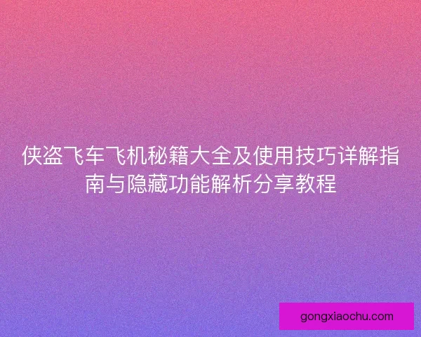 侠盗飞车飞机秘籍大全及使用技巧详解指南与隐藏功能解析分享教程